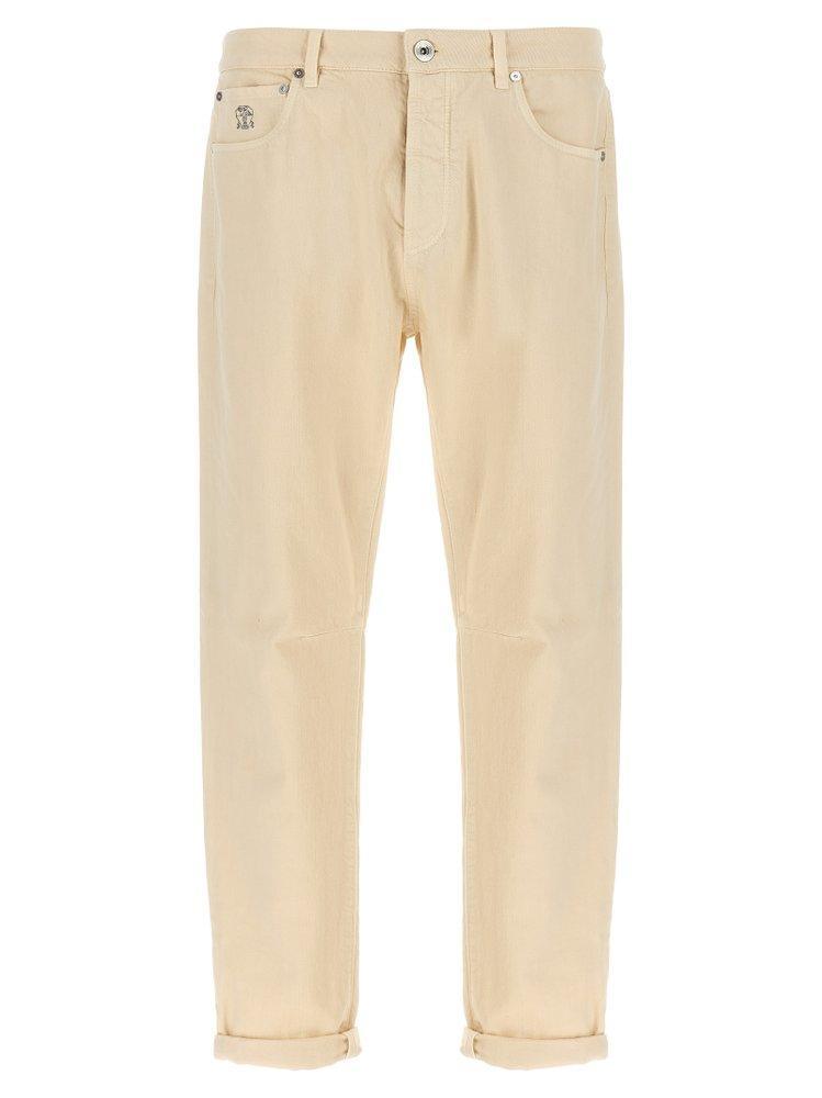 Logo Patch Straight Leg Jeans In White Product Image