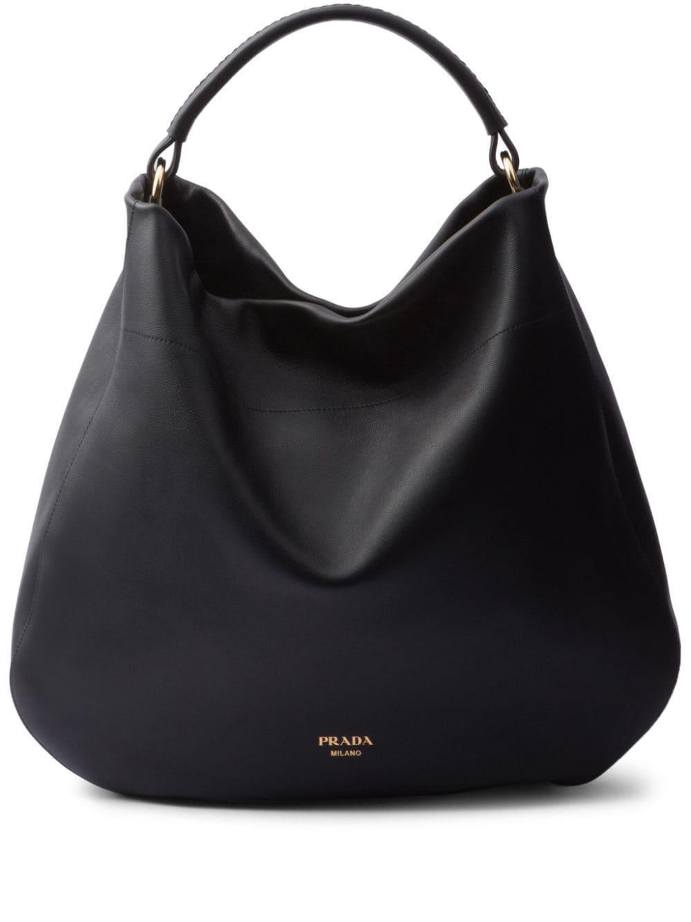 Large Leather Shoulder Bag In Black Product Image