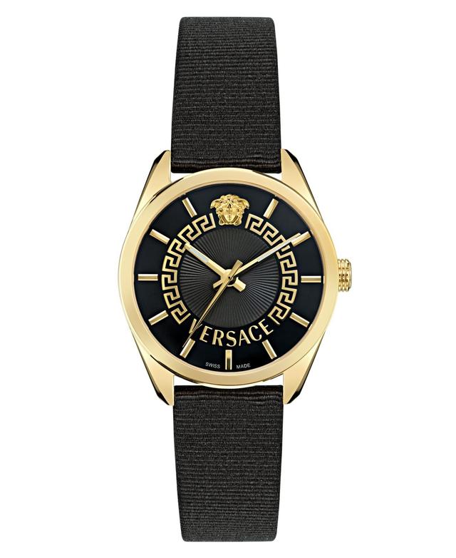 Versace Womens V-Circle Analog Black Strap Watch Product Image