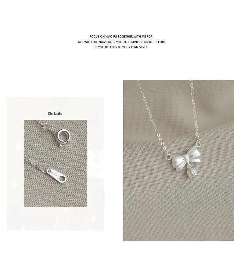 925 Sterling Silver Bow Pendant Necklace Product Image