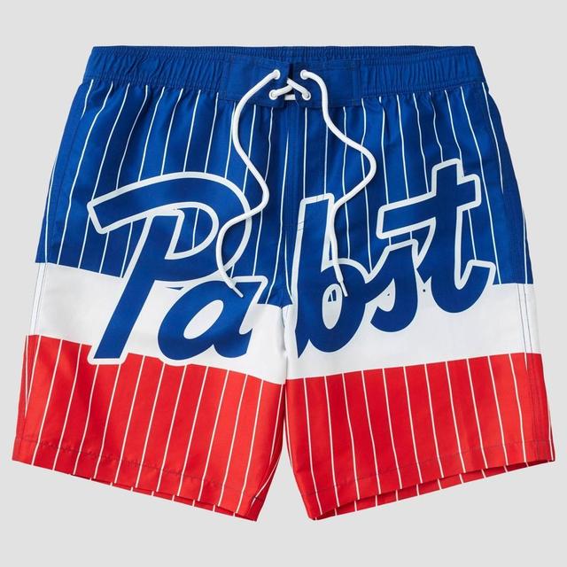 Mens Pabst Blue Ribbon 8.5 Broad Swim Shorts - White Product Image