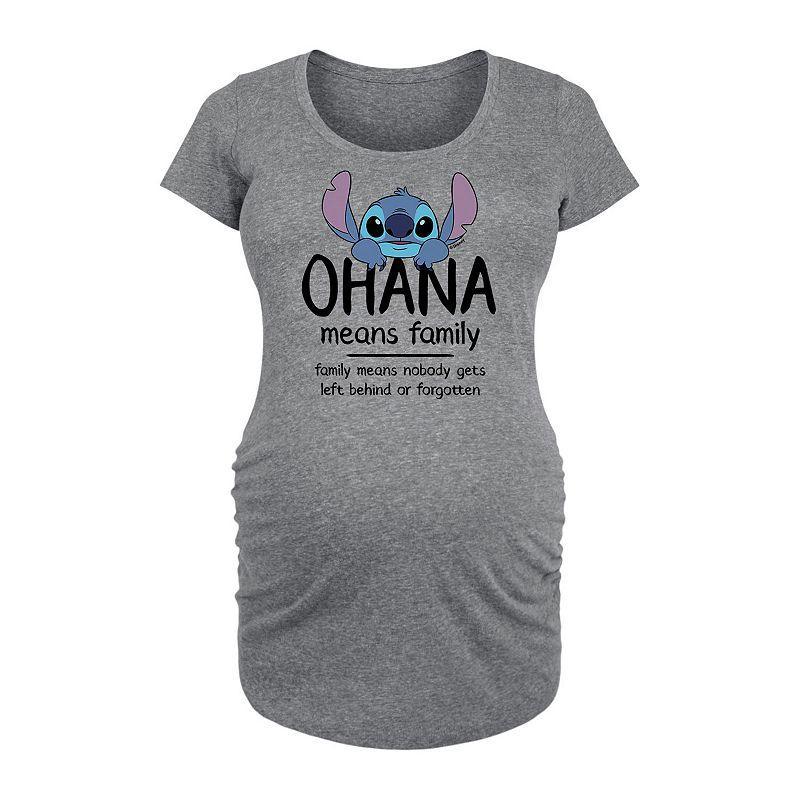 Disneys Lilo & Stitch Maternity Ohana Graphic Tee, Womens Grey Gray Product Image