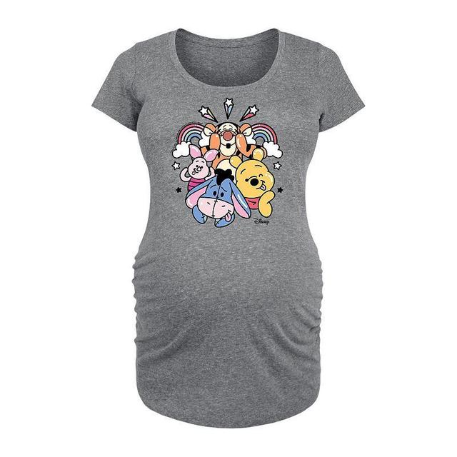 Disneys Winnie the Pooh Maternity Group Rainbow Graphic Tee, Womens Grey Gray Product Image