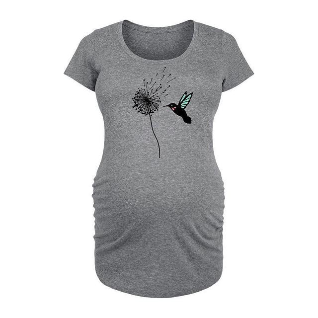 Maternity Hummingbird And Dandelion Graphic Tee, Womens Grey Gray Product Image