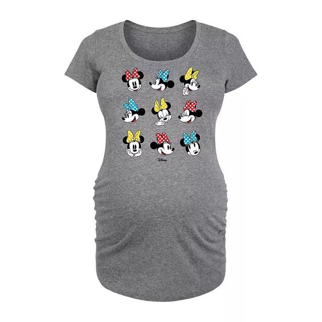 Disneys Minnie Mouse Maternity Dot Bow Grid Graphic Tee, Womens Grey Gray Product Image