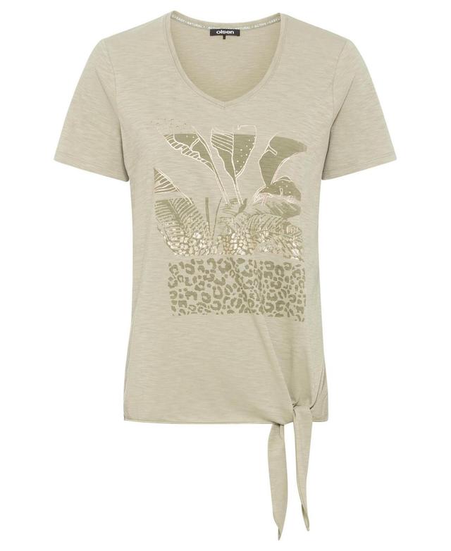 Olsen Womens 100% Cotton Short Sleeve Placement Print T-Shirt Product Image