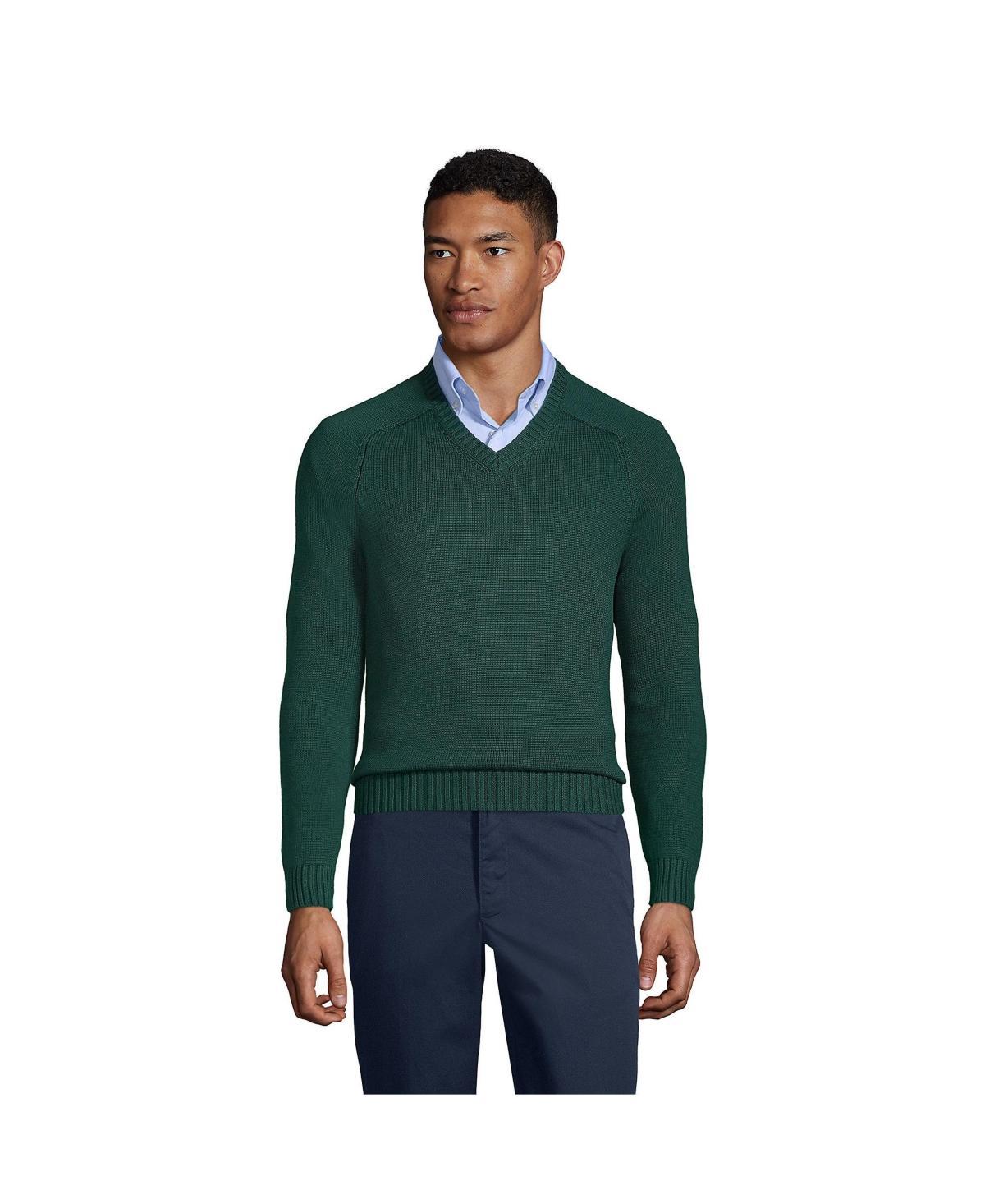 Mens Lands End School Uniform V-Neck Sweater, Mens Classic Blue Product Image