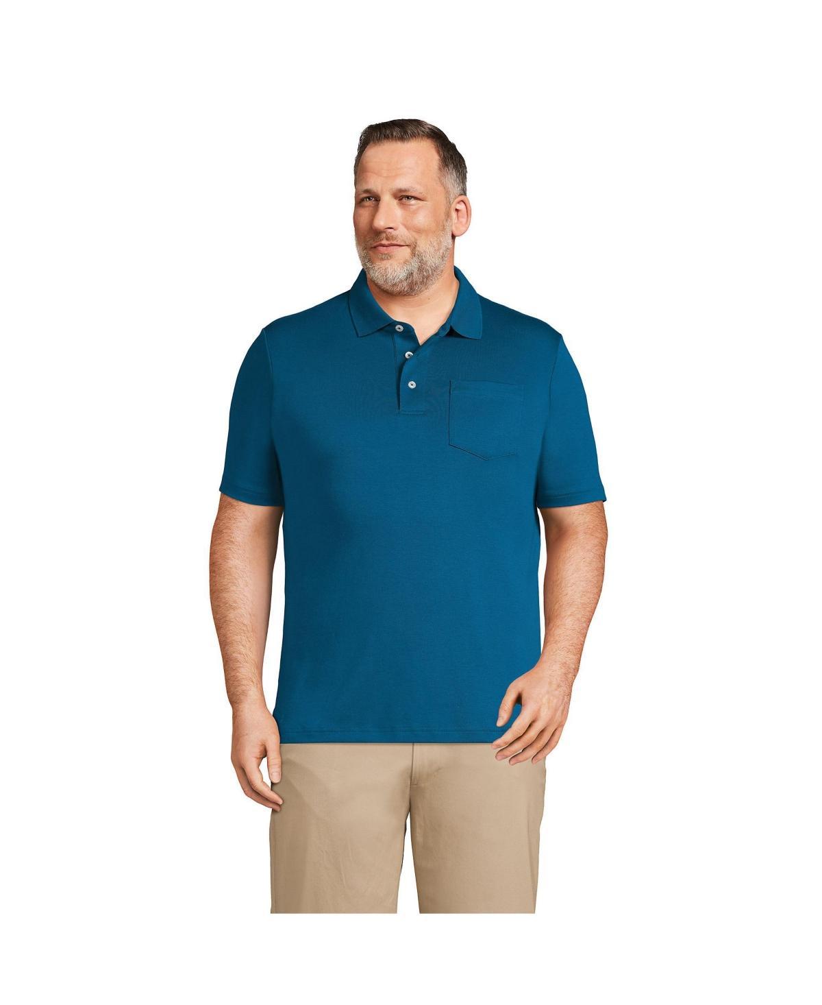 Mens Lands End Super Soft Supima Pocket Polo Green Product Image