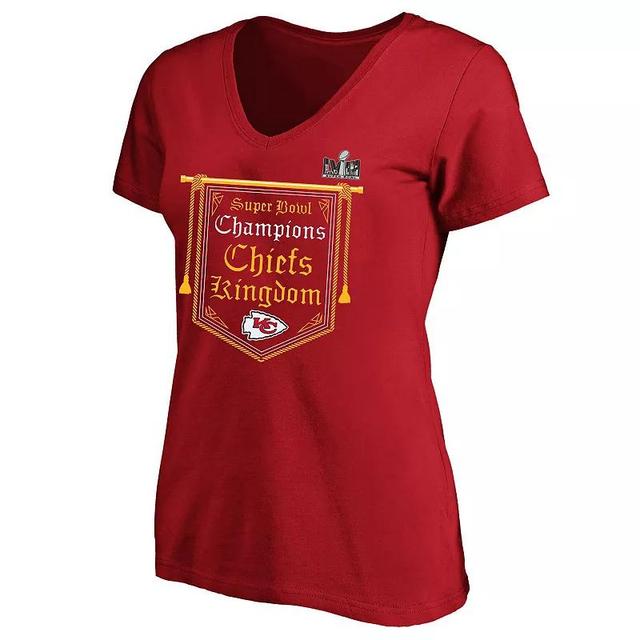 Womens Fanatics Red Kansas City Chiefs Super Bowl Lviii Champions Plus Size On Top V-Neck T-shirt Product Image