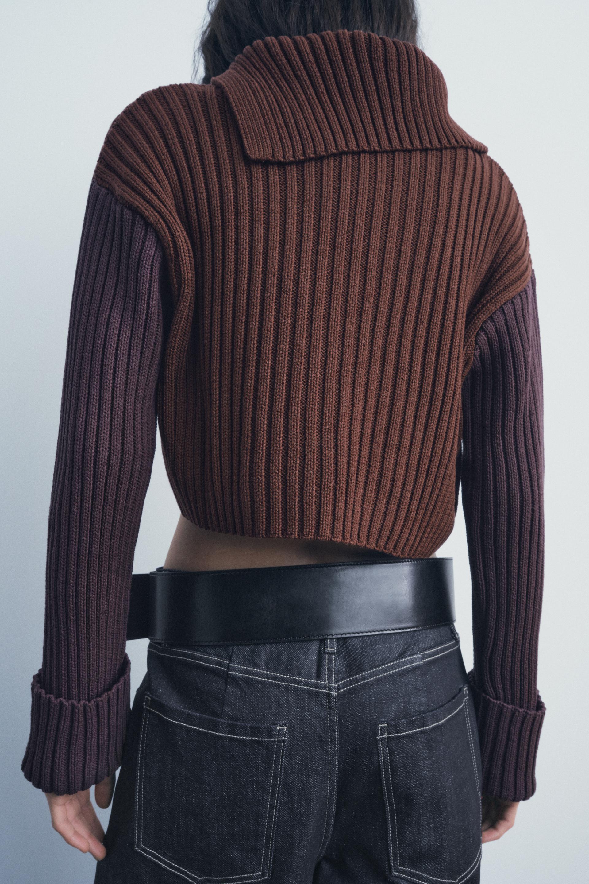 RIB KNIT CROP SWEATER Product Image