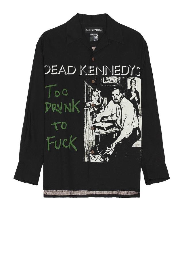 WACKO MARIA Dead Kennedys Hawaiian Long Sleeve Shirt Black. (also in M). Product Image