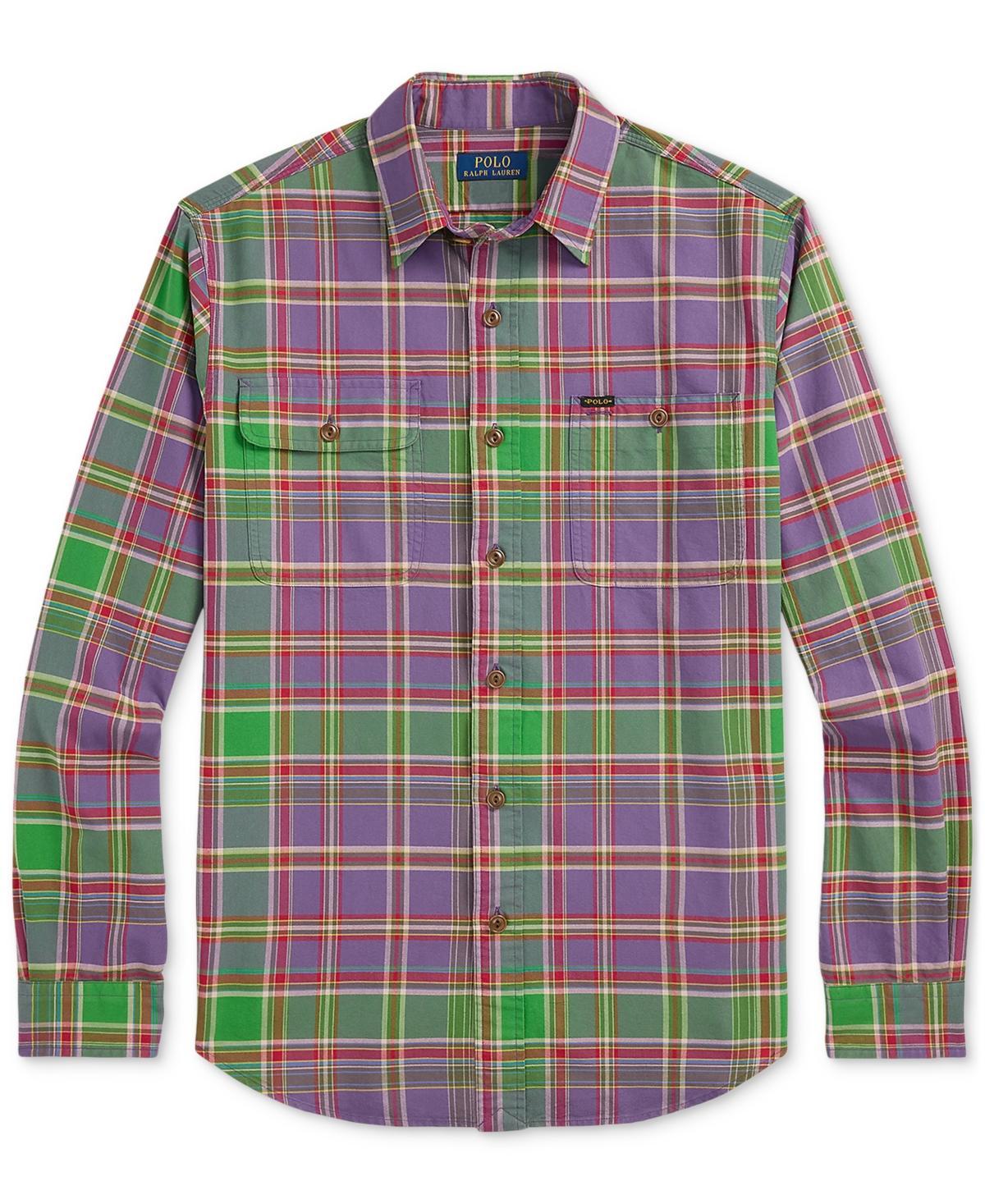 POLO RALPH LAUREN Men's Classic-fit Plaid Oxford Workshirt In Purple,green Product Image