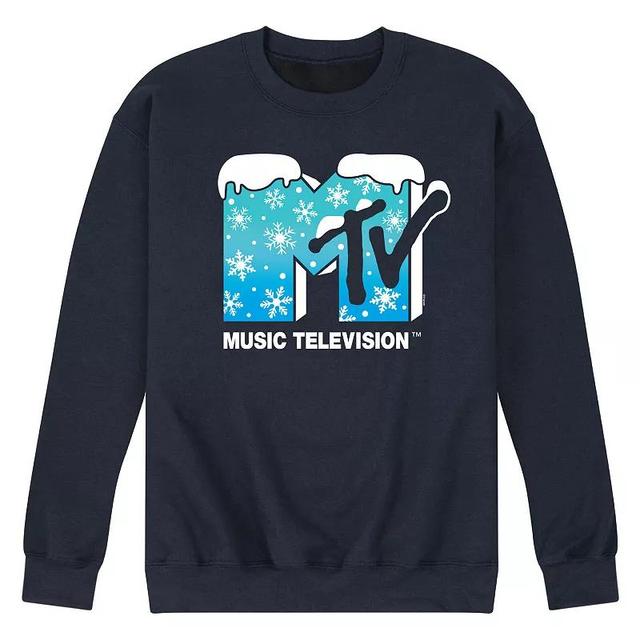 Mens MTV Snowflakes Logo Fleece Sweatshirt Blue Product Image