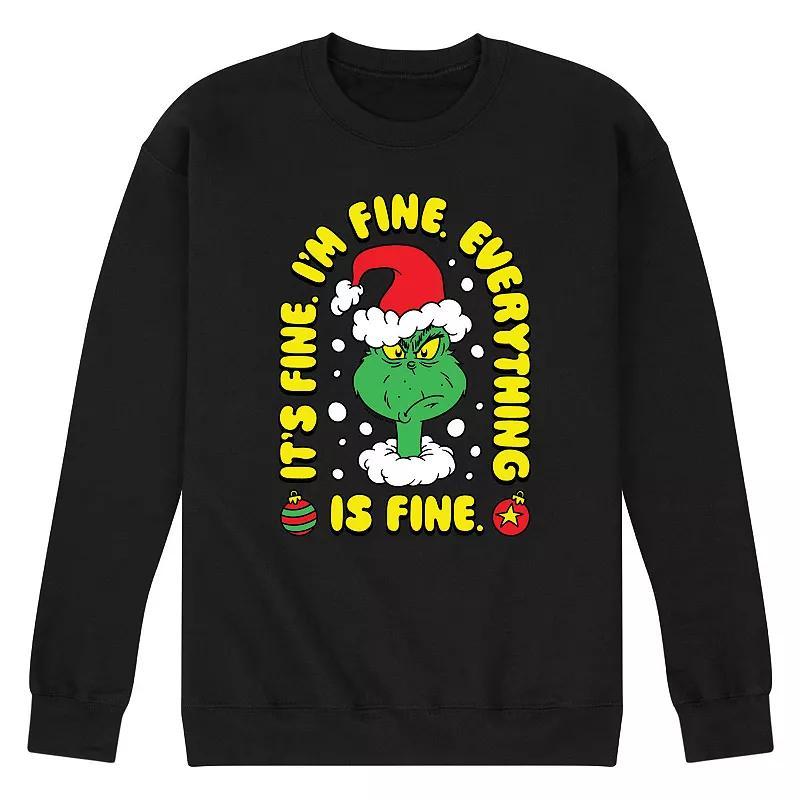 Mens Dr. Seuss The Grinch Everything Is Fine Fleece Sweatshirt Product Image