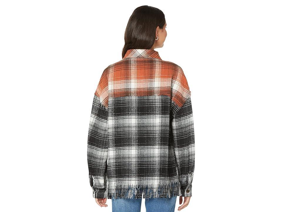 Miss Me Stud Fringe Flannel Shirt Multi) Women's Clothing Product Image