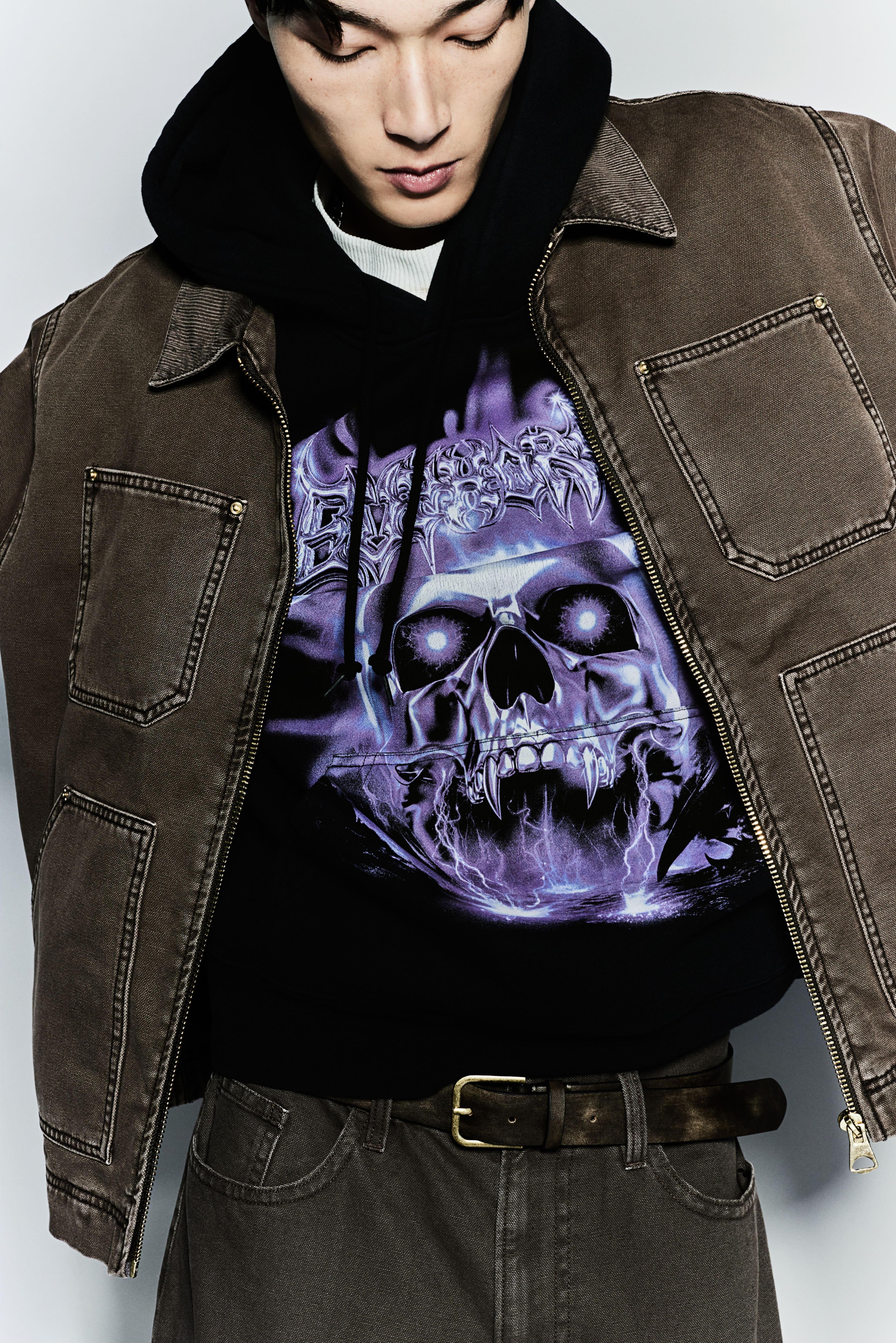 Loose Fit Printed Hoodie Product Image