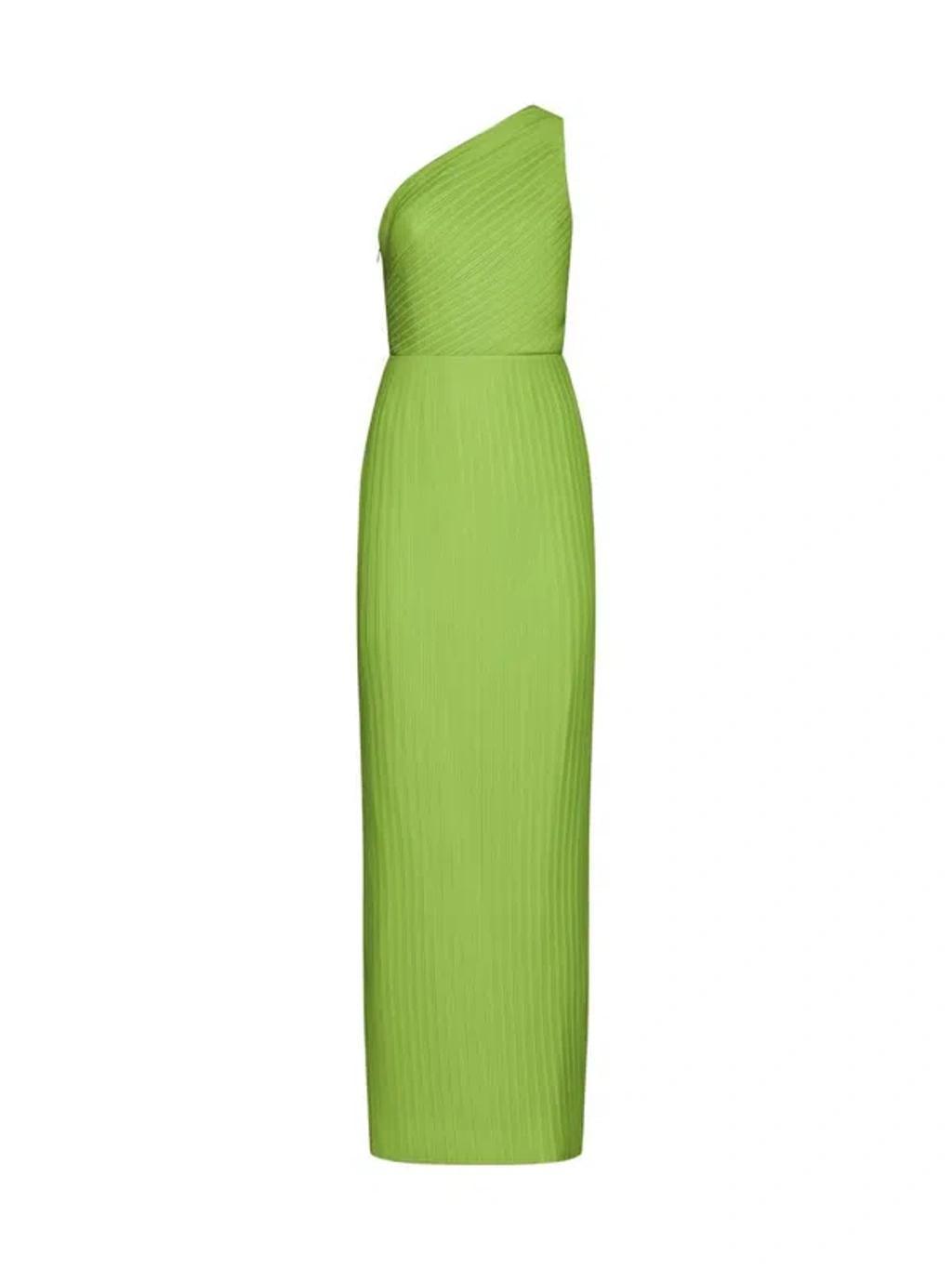 Adira Maxi Dress In Green Pleated Chiffon Product Image