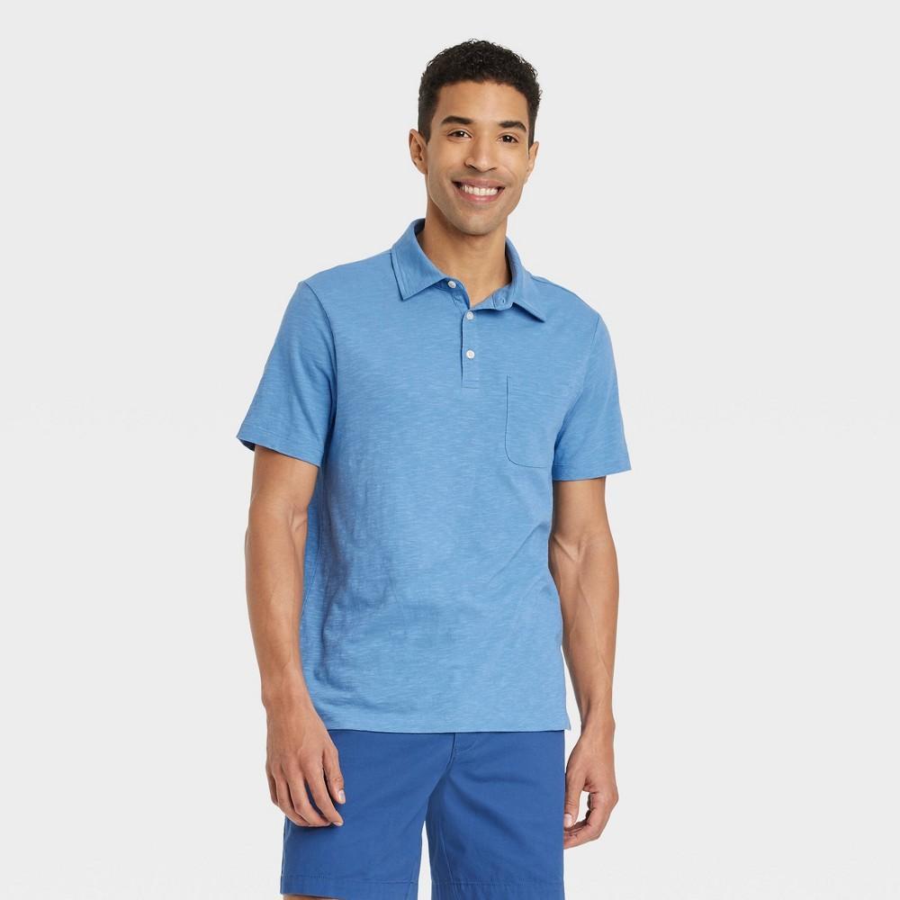 Mens Regular Fit Short Sleeve Polo Shirt - Goodfellow & Co Blue XXL Product Image