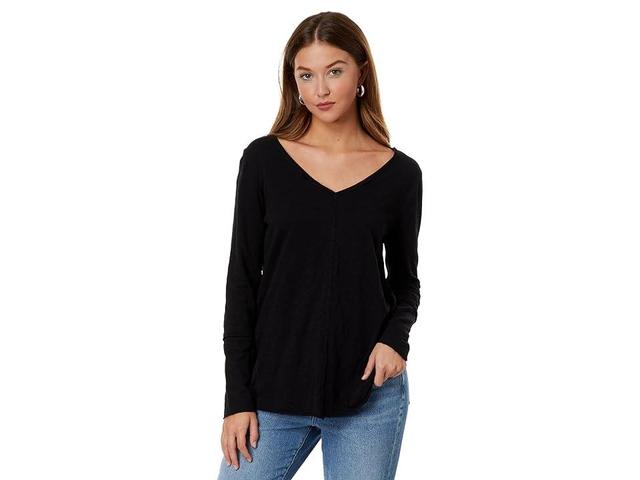 Mod-o-doc Slub Jersey Long Sleeve Wide V-Neck Tunic Women's Clothing Product Image