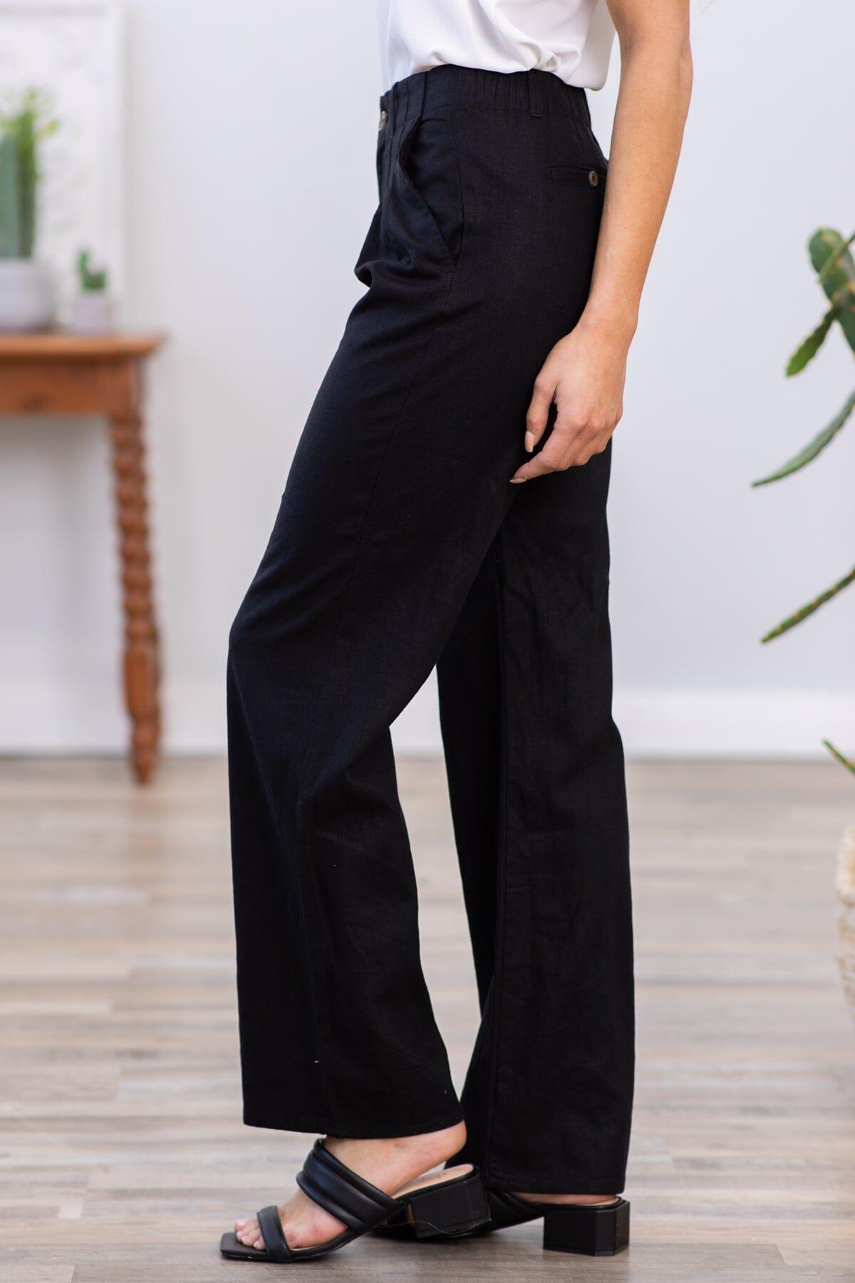 Black Wide Leg Trouser Pants Product Image