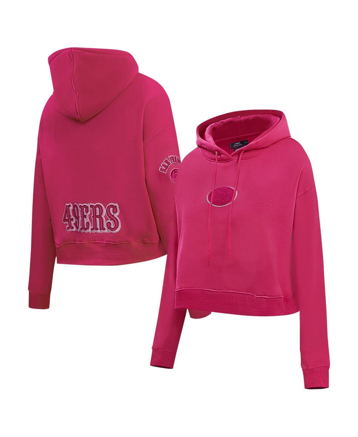 Pro Standard Womens Pink San Francisco 49ers Triple Pink Cropped Fleece Pullover Hoodie Product Image