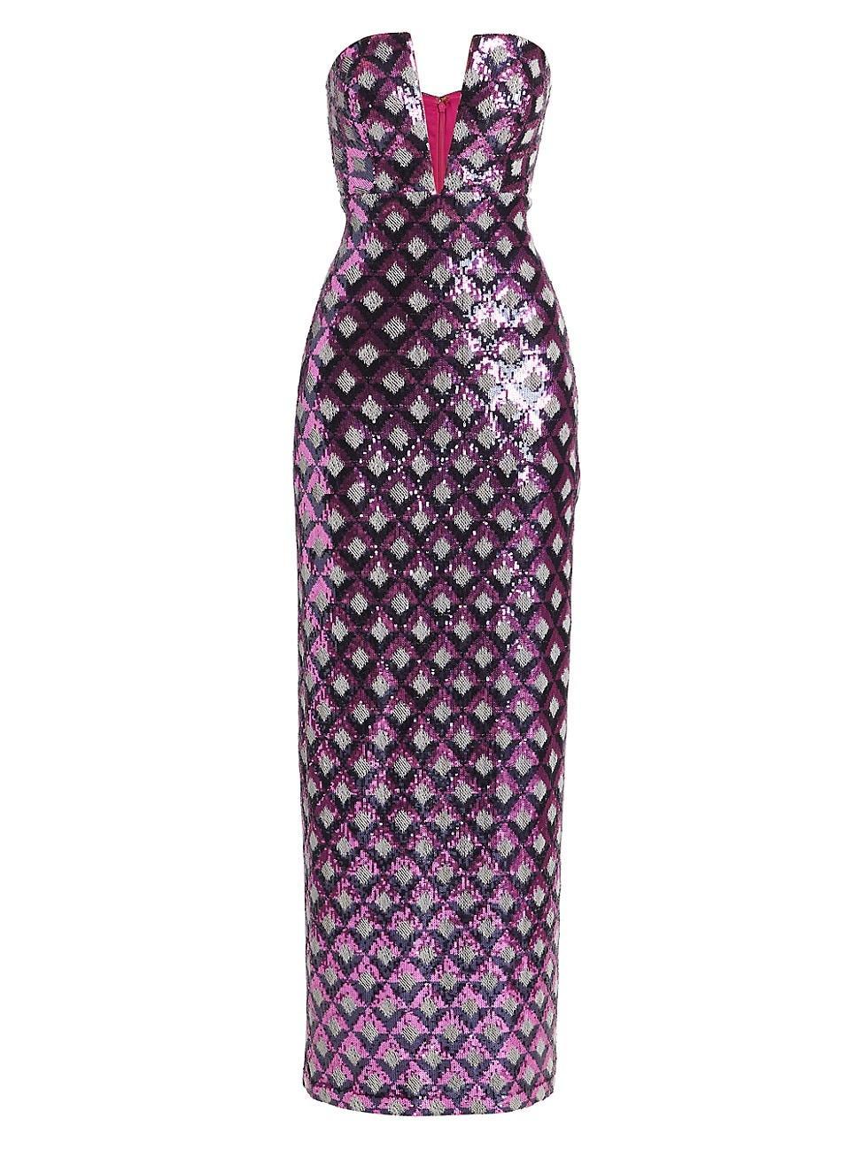 Womens Ramona Geometric Sequined Strapless Gown Product Image