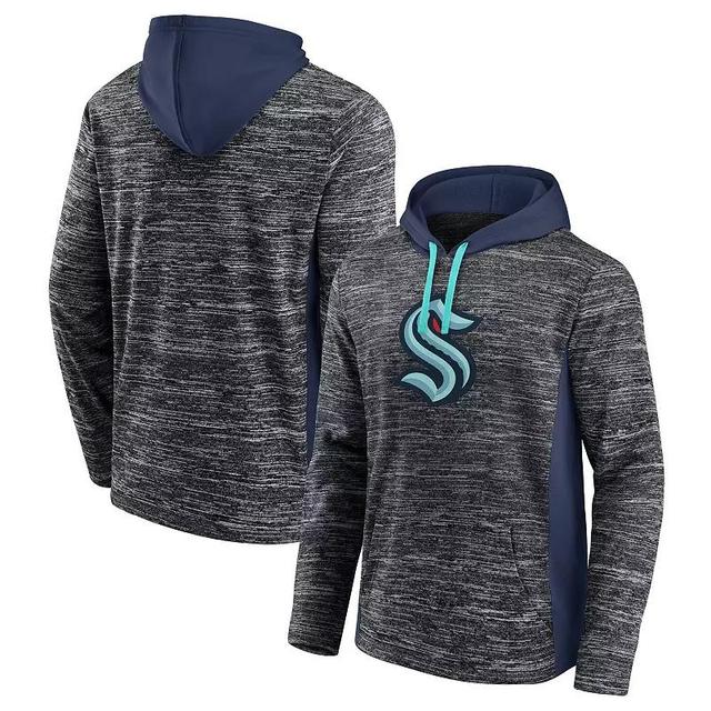 Mens Fanatics Branded Charcoal/Deep Sea Blue Seattle Kraken Instant Replay Space-Dye Pullover Hoodie Product Image