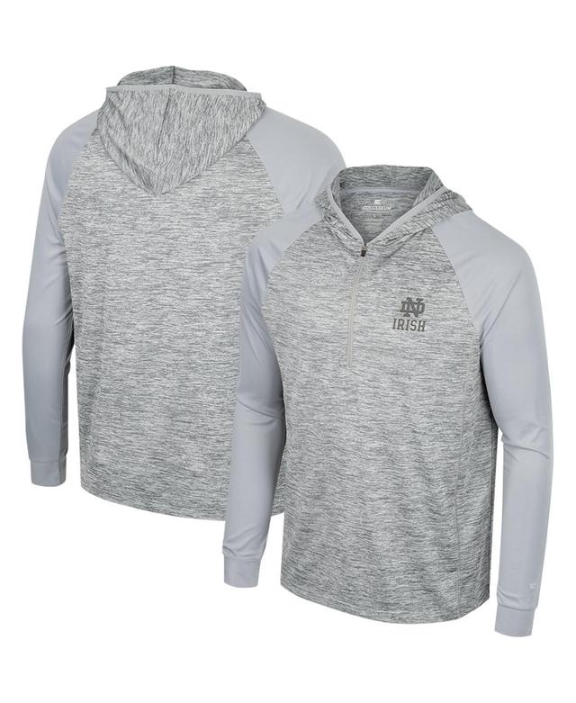 Mens Colosseum Gray Notre Dame Fighting Irish Cybernetic Raglan Quarter-Zip Hooded Top Product Image