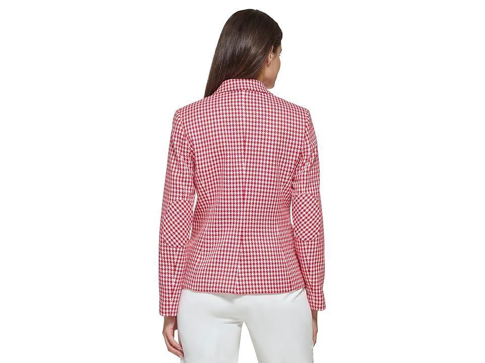 Tommy Hilfiger Houndstooth Blazer (Scarlet/Ivory) Women's Clothing Product Image