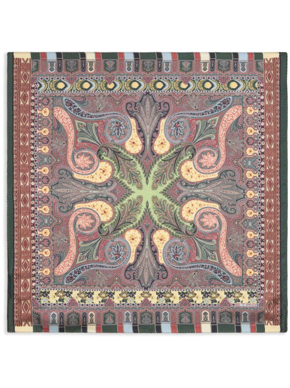 ETRO Silk Printed Pocket Square In Red Product Image