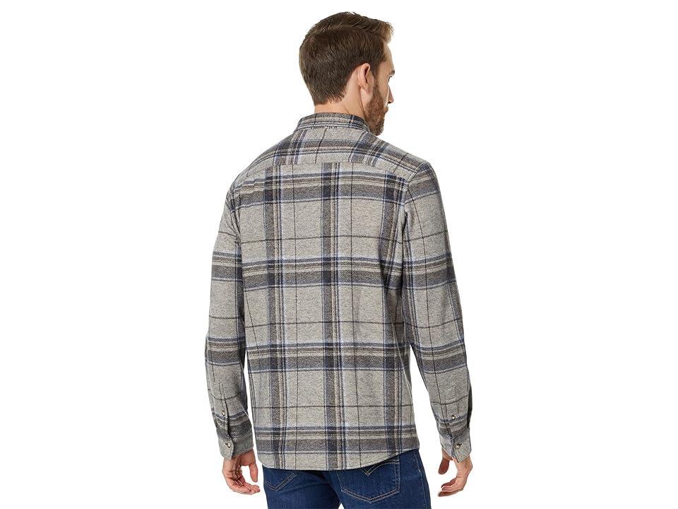 Johnston & Murphy Brushed Large Plaid Button Front Knit (Oatmeal) Men's Jacket Product Image