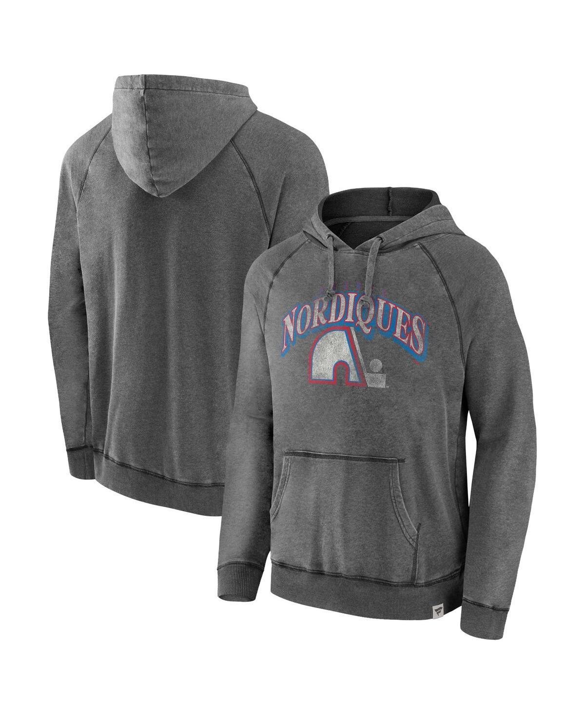 Mens Fanatics Gray Quebec Nordiques Heritage Broken Ice Washed Raglan Pullover Hoodie Product Image