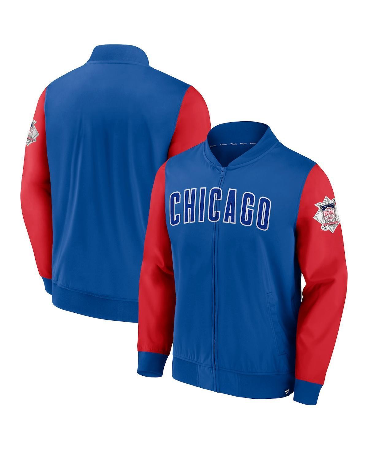 Mens Fanatics Branded Royal/Red Chicago Cubs Iconic Record Holder Full-Zip Lightweight Windbreaker Bomber Jacket Product Image