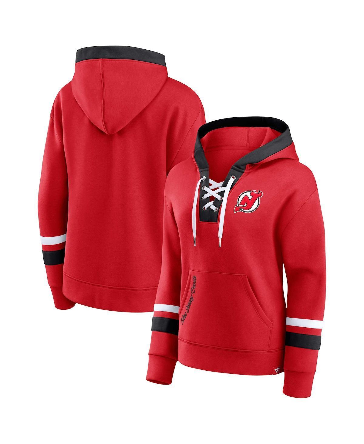 Womens Fanatics Red New Jersey Devils Bombastic Exclusive Lace-Up Pullover Hoodie Product Image