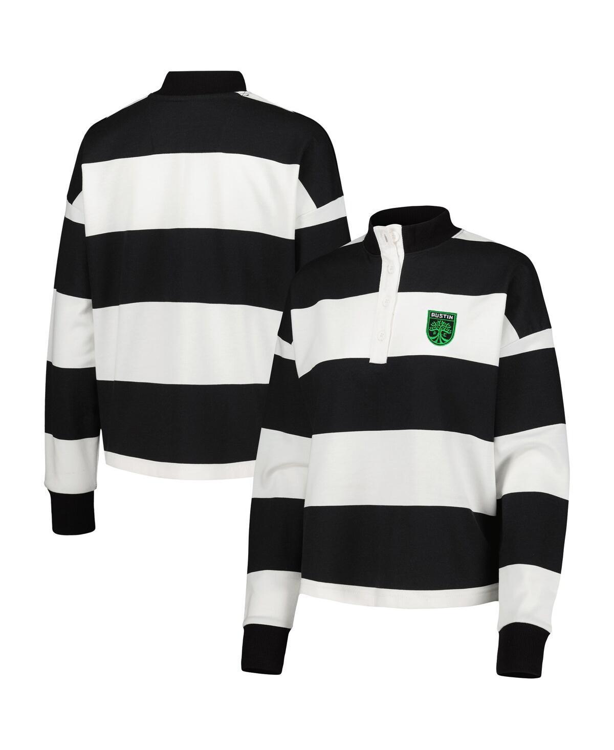 Womens Antigua  White Austin FC Radical Rugby Stripe Long Sleeve T-Shirt Product Image