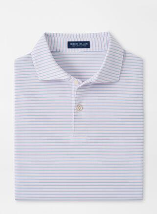 Peter Millar Mens Tempo Performance Mesh Polo | Color: White / Misty Rose | Size: XL Product Image