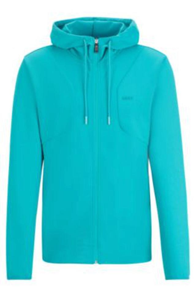 Cotton-blend Zip-up Hoodie With Hd Logo Print In Blue Product Image