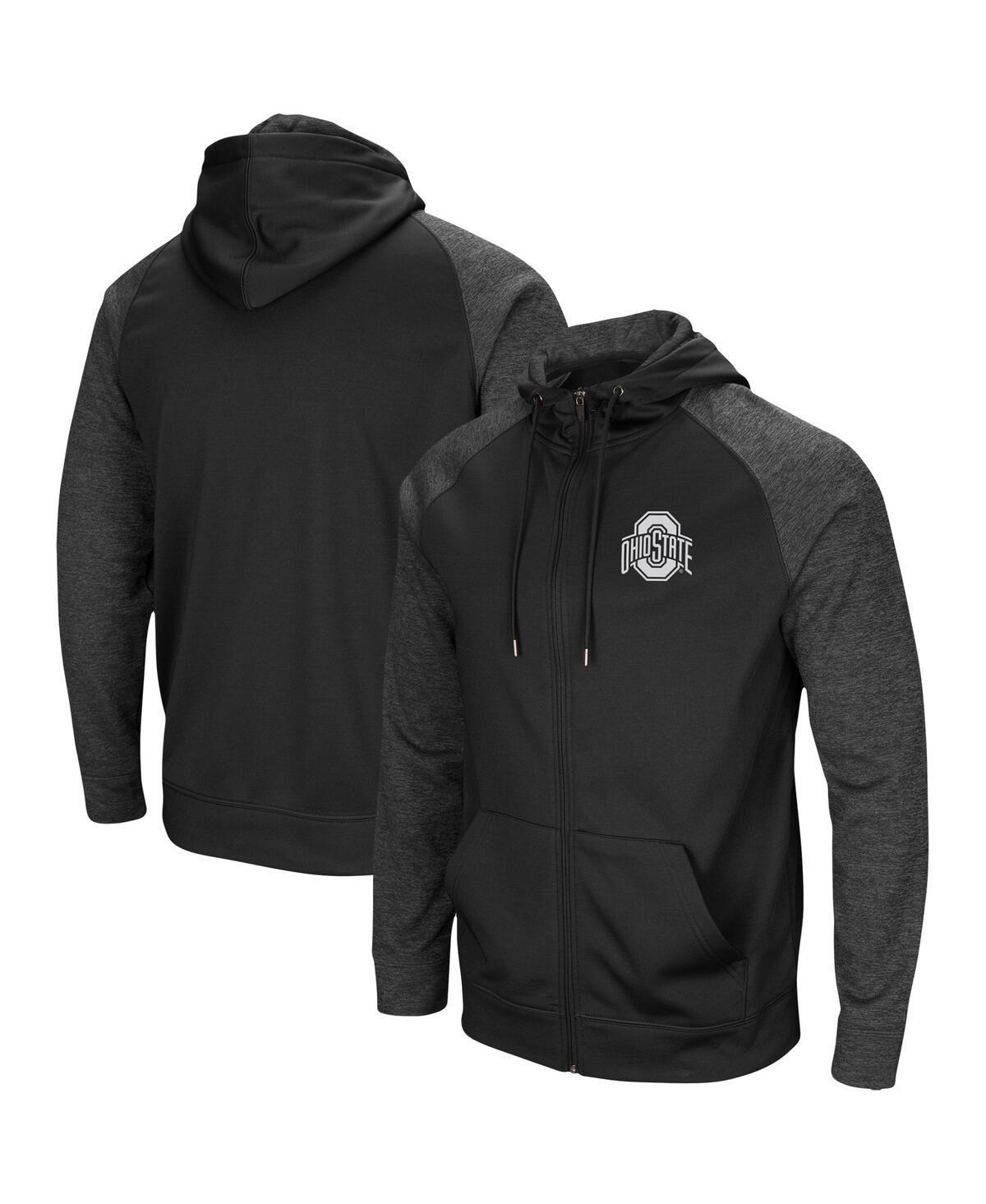 Mens Colosseum Black Indiana Hoosiers Big & Tall Blackout 2.0 Raglan Full-Zip Hoodie Product Image