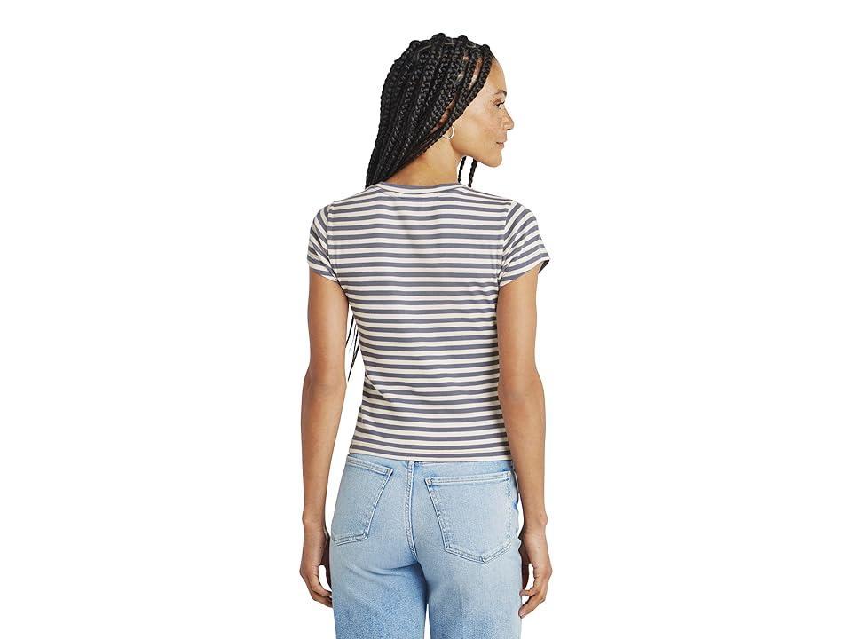 Splendid Benson Striped Short Sleeve Crew Tee (Ash Navy/Moonstone) Women's Clothing Product Image