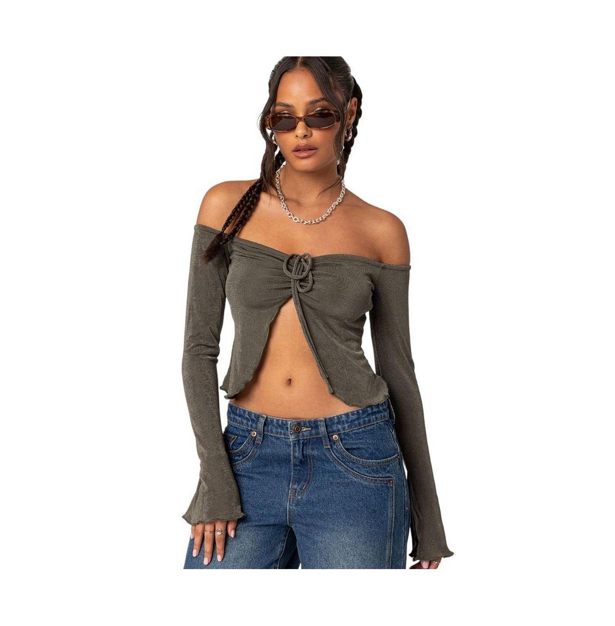 EDIKTED Ilana Gathered Front Off the Shoulder Top Product Image