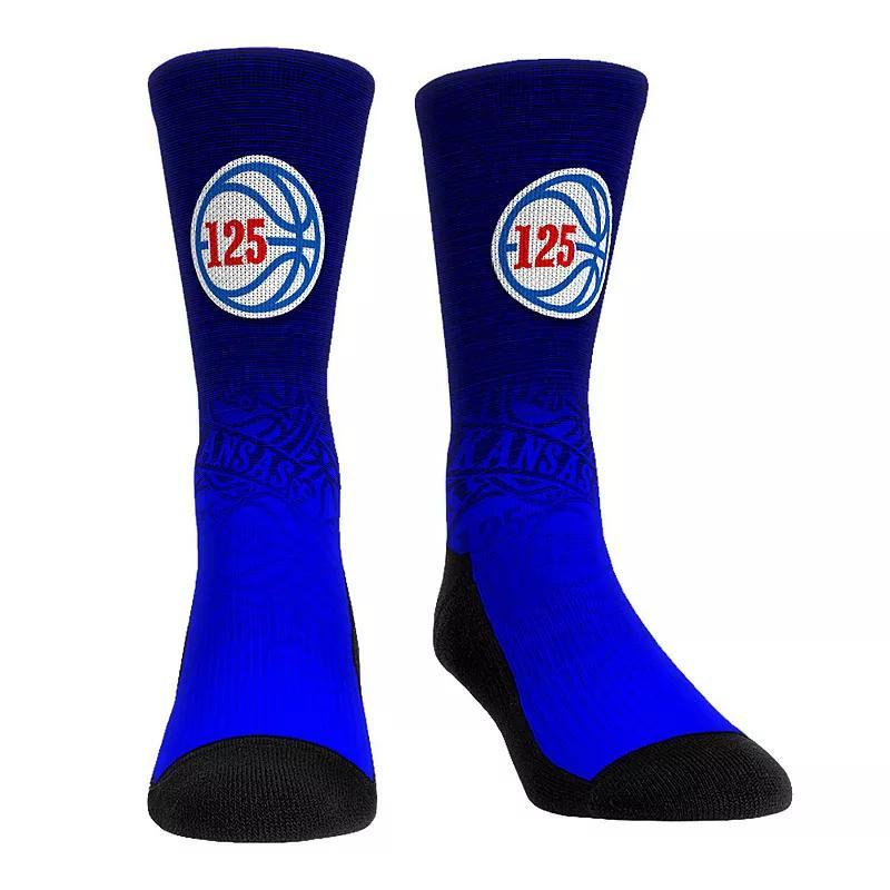 Rock Em Socks Kansas Jayhawks 125th Season Lines Basketball Crew Socks, Mens Product Image