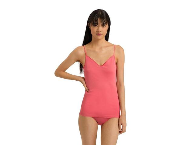 Hanro Cotton Seamless V-Neck Spaghetti Camisole (Porcelain Rose) Women's Underwear Product Image