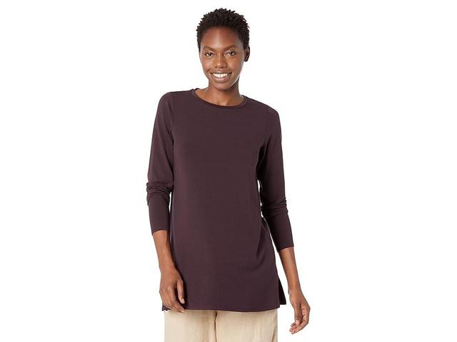 Eileen Fisher Petite Crew Neck Tunic (Cassis) Women's Clothing Product Image