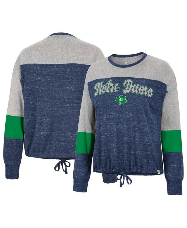 Womens Colosseum Navy Notre Dame Fighting Irish Joanna Tie Front Long Sleeve T-shirt Product Image