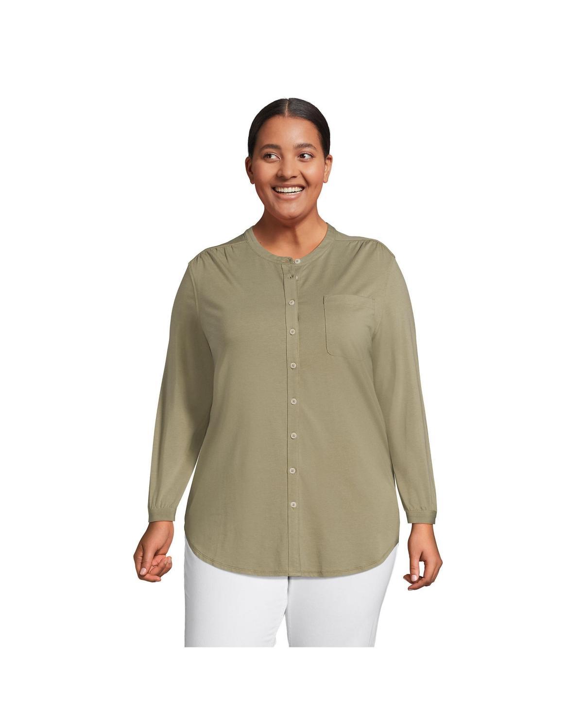 Lands End Plus Size Long Sleeve Jersey A-line Tunic Product Image