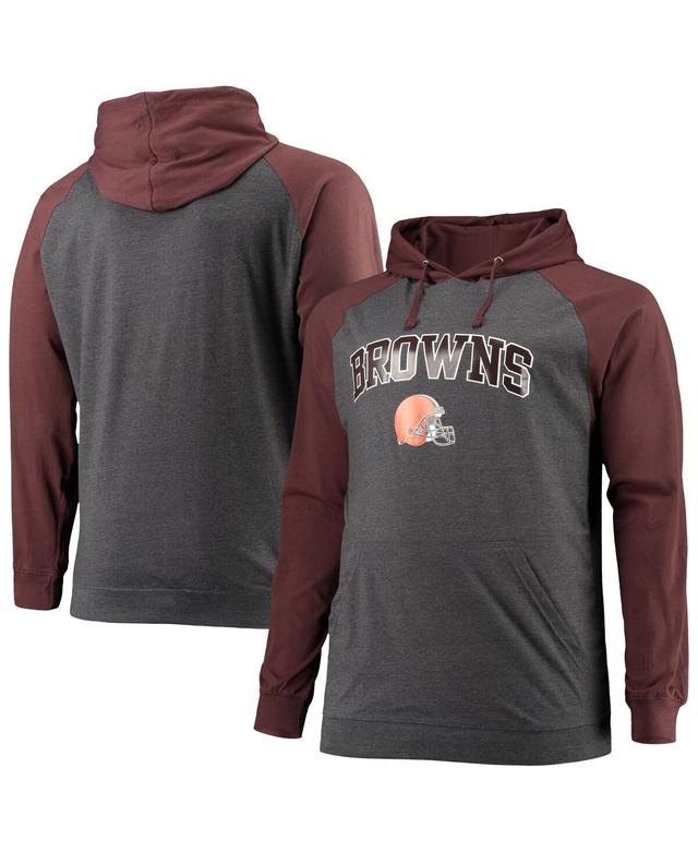 Mens Fanatics Branded /Heathered Charcoal Cleveland s Big & Tall Lightweight Raglan Pullover Hoodie Product Image