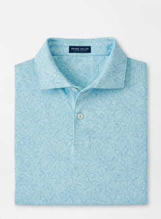 Peter Millar Mens Trellis Performance Jersey Polo | Color: Iced Aqua | Size: XL Product Image