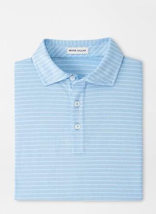 Peter Millar Mens Pilot Mill Cedar Stripe Short-Sleeve Polo | Color: Cottage Blue | Size: L Product Image