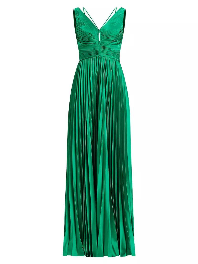 Satin Pleated Chiffon Gown Product Image