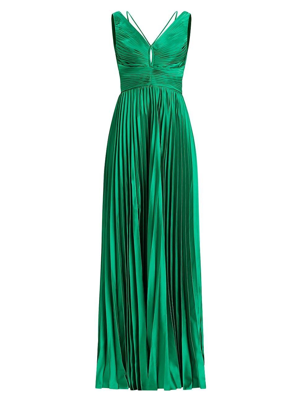 Womens Satin Pleated Chiffon Gown Product Image